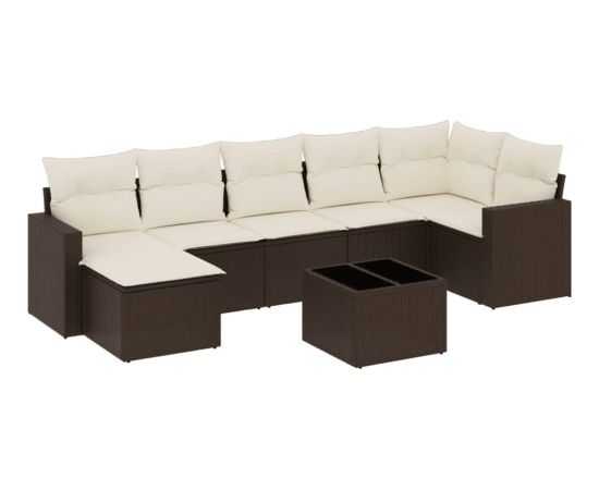 vidaXL 8-cz. zestaw wypoczynkowy do ogrodu, z poduszkami, brązowy Dārza mēbeļu komplekti