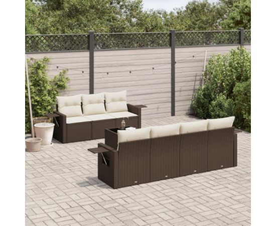 vidaXL 8-cz. zestaw wypoczynkowy do ogrodu, z poduszkami, brązowy Dārza mēbeļu komplekti