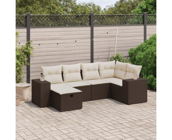 vidaXL 6-cz. zestaw wypoczynkowy do ogrodu, z poduszkami, brązowy Dārza mēbeļu komplekti