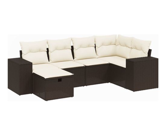 vidaXL 6-cz. zestaw wypoczynkowy do ogrodu, z poduszkami, brązowy Dārza mēbeļu komplekti