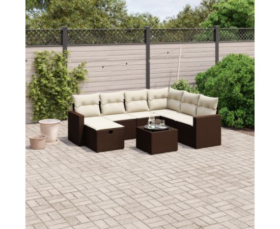 vidaXL 8-cz. zestaw wypoczynkowy do ogrodu, z poduszkami, brązowy Dārza mēbeļu komplekti