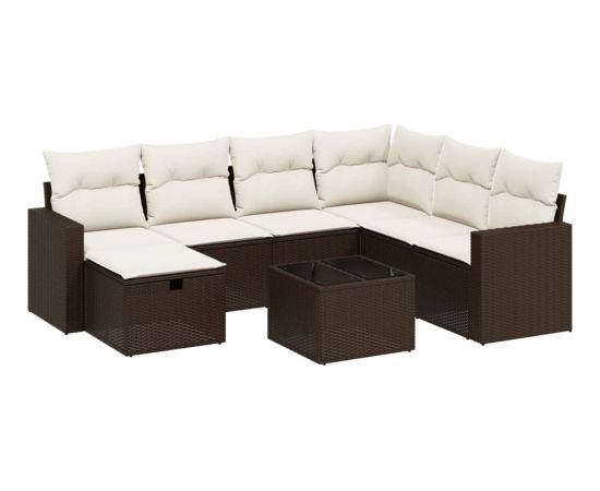 vidaXL 8-cz. zestaw wypoczynkowy do ogrodu, z poduszkami, brązowy Dārza mēbeļu komplekti