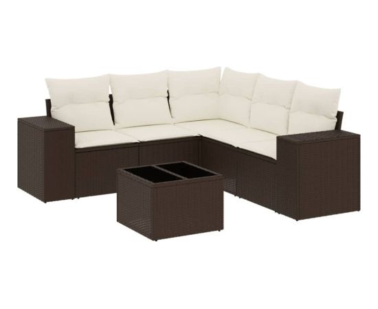 vidaXL 6-cz. zestaw wypoczynkowy do ogrodu, z poduszkami, brązowy Dārza mēbeļu komplekti