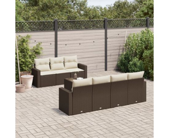 vidaXL 8-cz. zestaw wypoczynkowy do ogrodu, z poduszkami, brązowy Dārza mēbeļu komplekti