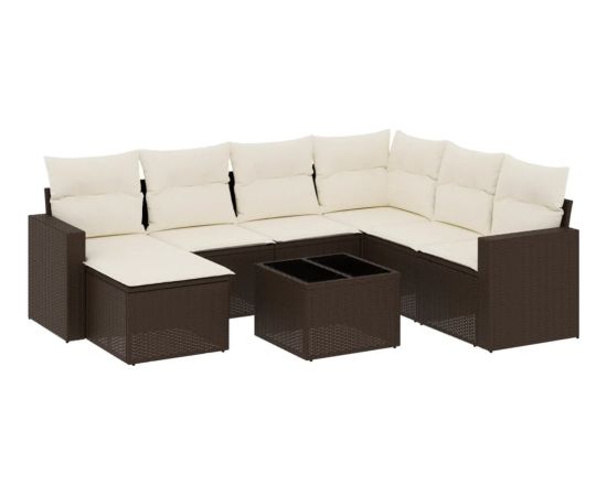 vidaXL 8-cz. zestaw wypoczynkowy do ogrodu, z poduszkami, brązowy Dārza mēbeļu komplekti