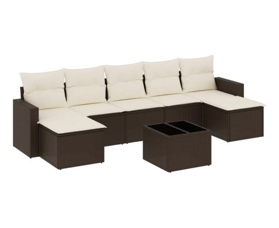 vidaXL 8-cz. zestaw wypoczynkowy do ogrodu, z poduszkami, brązowy Dārza mēbeļu komplekti