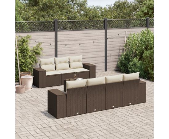 vidaXL 8-cz. zestaw wypoczynkowy do ogrodu, z poduszkami, brązowy Dārza mēbeļu komplekti