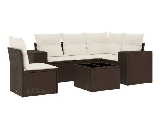 vidaXL 6-cz. zestaw wypoczynkowy do ogrodu, z poduszkami, brązowy Dārza mēbeļu komplekti