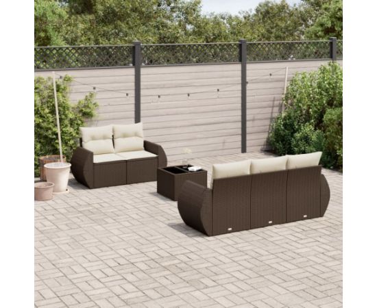 vidaXL 6-cz. zestaw wypoczynkowy do ogrodu, z poduszkami, brązowy Dārza mēbeļu komplekti