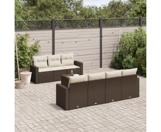 vidaXL 8-cz. zestaw wypoczynkowy do ogrodu, z poduszkami, brązowy Dārza mēbeļu komplekti