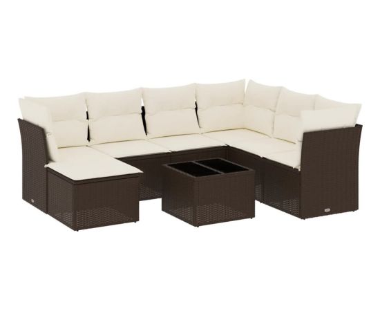 vidaXL 8-cz. zestaw wypoczynkowy do ogrodu, z poduszkami, brązowy Dārza mēbeļu komplekti