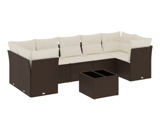 vidaXL 8-cz. zestaw wypoczynkowy do ogrodu, z poduszkami, brązowy Dārza mēbeļu komplekti