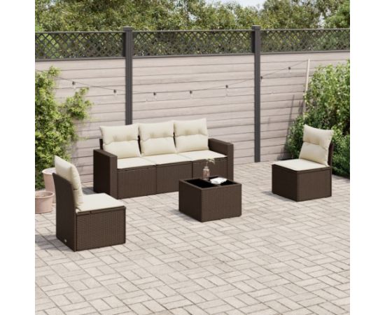 vidaXL 6-cz. zestaw wypoczynkowy do ogrodu, z poduszkami, brązowy Dārza mēbeļu komplekti