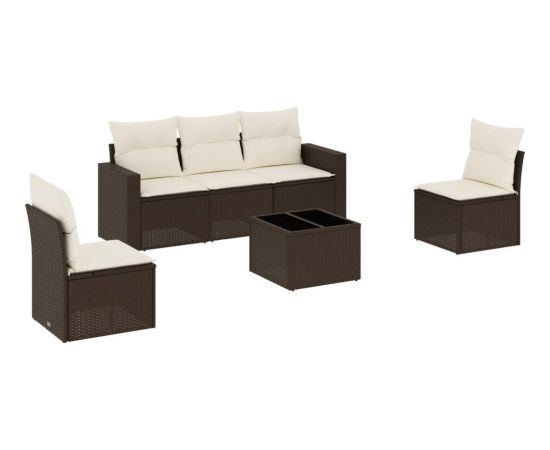 vidaXL 6-cz. zestaw wypoczynkowy do ogrodu, z poduszkami, brązowy Dārza mēbeļu komplekti