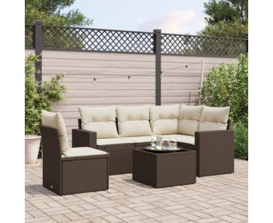 vidaXL 6-cz. zestaw wypoczynkowy do ogrodu, z poduszkami, brązowy Dārza mēbeļu komplekti