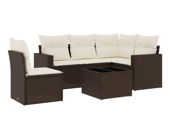 vidaXL 6-cz. zestaw wypoczynkowy do ogrodu, z poduszkami, brązowy Dārza mēbeļu komplekti