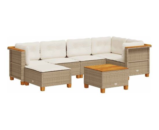 vidaXL 7-cz. zestaw wypoczynkowy do ogrodu, z poduszkami, beżowy Dārza mēbeļu komplekti