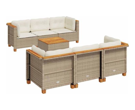 vidaXL 7-cz. zestaw wypoczynkowy do ogrodu, z poduszkami, beżowy Dārza mēbeļu komplekti