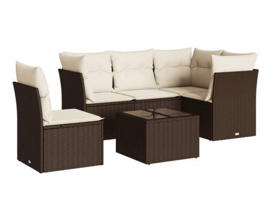 vidaXL 6-cz. zestaw wypoczynkowy do ogrodu, z poduszkami, brązowy Dārza mēbeļu komplekti