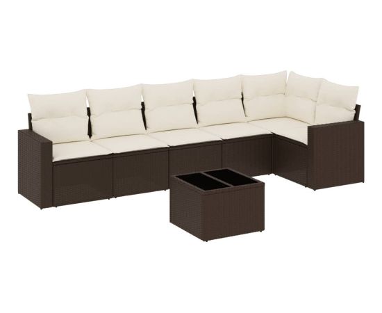 vidaXL 7-cz. zestaw wypoczynkowy do ogrodu, z poduszkami, brązowy Dārza mēbeļu komplekti