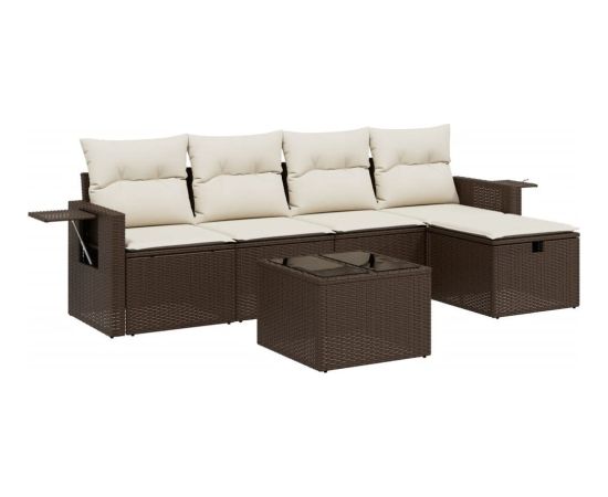 vidaXL 6-cz. zestaw wypoczynkowy do ogrodu, z poduszkami, brązowy Dārza mēbeļu komplekti