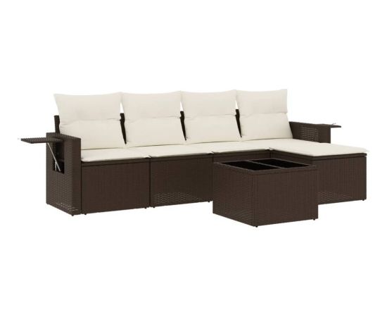 vidaXL 6-cz. zestaw wypoczynkowy do ogrodu, z poduszkami, brązowy Dārza mēbeļu komplekti