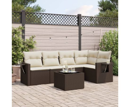 vidaXL 6-cz. zestaw wypoczynkowy do ogrodu, z poduszkami, brązowy Dārza mēbeļu komplekti