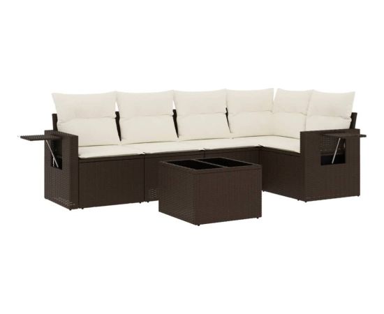 vidaXL 6-cz. zestaw wypoczynkowy do ogrodu, z poduszkami, brązowy Dārza mēbeļu komplekti