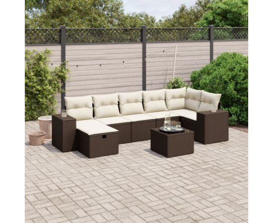 vidaXL 8-cz. zestaw wypoczynkowy do ogrodu, z poduszkami, brązowy Dārza mēbeļu komplekti