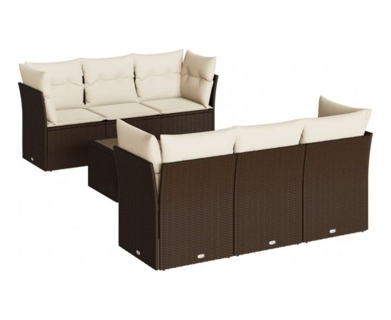 vidaXL 7-cz. zestaw wypoczynkowy do ogrodu, z poduszkami, brązowy Dārza mēbeļu komplekti