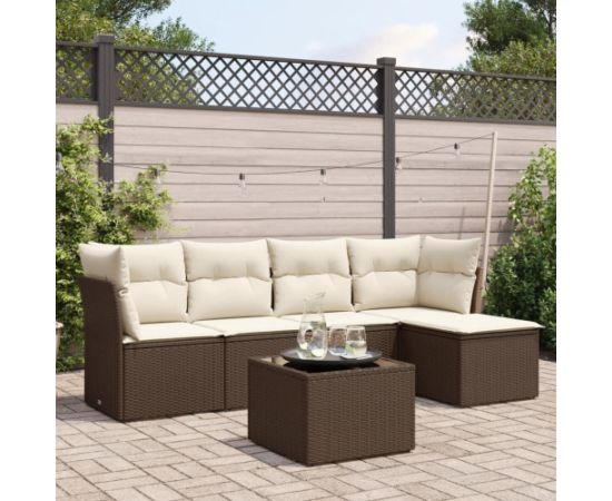 vidaXL 6-cz. zestaw wypoczynkowy do ogrodu, z poduszkami, brązowy Dārza mēbeļu komplekti