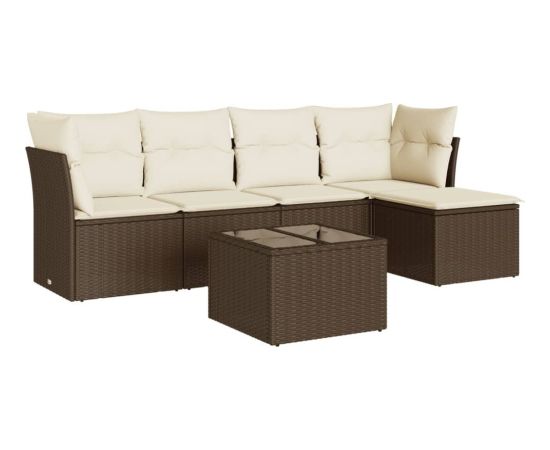 vidaXL 6-cz. zestaw wypoczynkowy do ogrodu, z poduszkami, brązowy Dārza mēbeļu komplekti