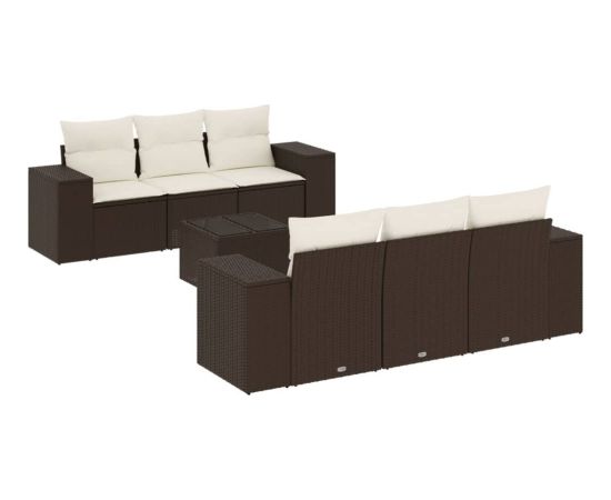 vidaXL 7-cz. zestaw wypoczynkowy do ogrodu, z poduszkami, brązowy Dārza mēbeļu komplekti