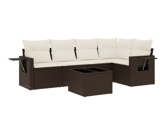 vidaXL 6-cz. zestaw wypoczynkowy do ogrodu, z poduszkami, brązowy Dārza mēbeļu komplekti