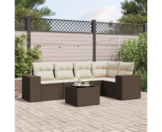 vidaXL 6-cz. zestaw wypoczynkowy do ogrodu, z poduszkami, brązowy Dārza mēbeļu komplekti