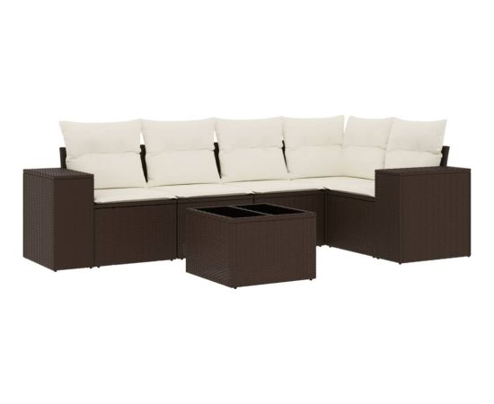 vidaXL 6-cz. zestaw wypoczynkowy do ogrodu, z poduszkami, brązowy Dārza mēbeļu komplekti