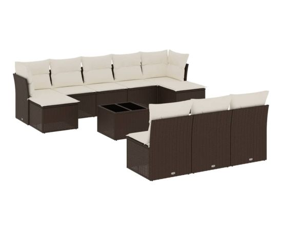 vidaXL 11-cz. zestaw mebli ogrodowych z poduszkami, brązowy, rattan PE Dārza mēbeļu komplekti