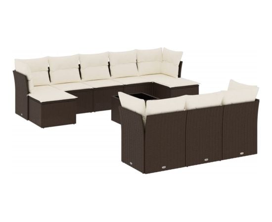 vidaXL 11-cz. zestaw mebli ogrodowych z poduszkami, brązowy, rattan PE Dārza mēbeļu komplekti