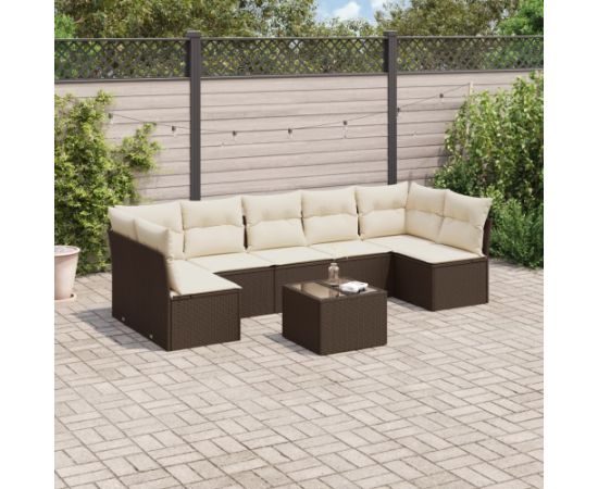 vidaXL 8-cz. zestaw wypoczynkowy do ogrodu, z poduszkami, brązowy Dārza mēbeļu komplekti