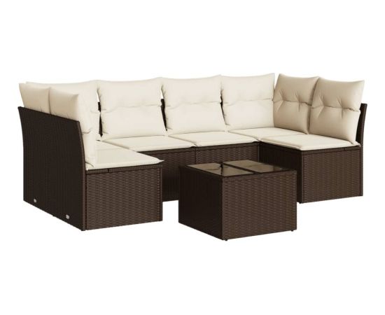 vidaXL 7-cz. zestaw wypoczynkowy do ogrodu, z poduszkami, brązowy Dārza mēbeļu komplekti