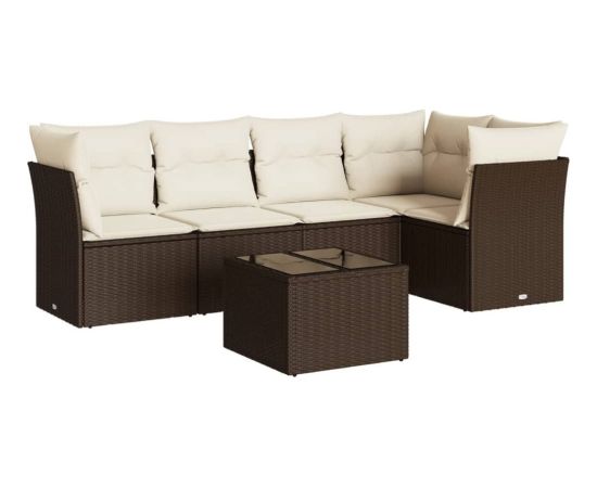 vidaXL 6-cz. zestaw wypoczynkowy do ogrodu, z poduszkami, brązowy Dārza mēbeļu komplekti