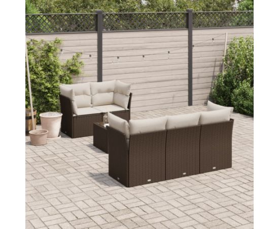 vidaXL 6-cz. zestaw wypoczynkowy do ogrodu, z poduszkami, brązowy Dārza mēbeļu komplekti