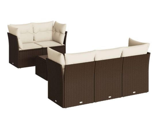 vidaXL 6-cz. zestaw wypoczynkowy do ogrodu, z poduszkami, brązowy Dārza mēbeļu komplekti