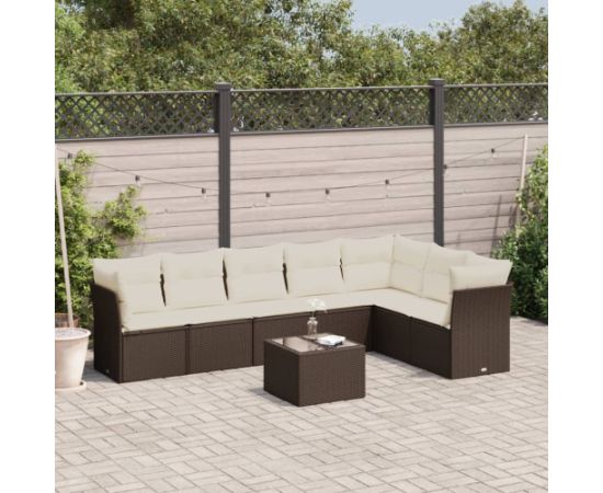 vidaXL 8-cz. zestaw wypoczynkowy do ogrodu, z poduszkami, brązowy Dārza mēbeļu komplekti