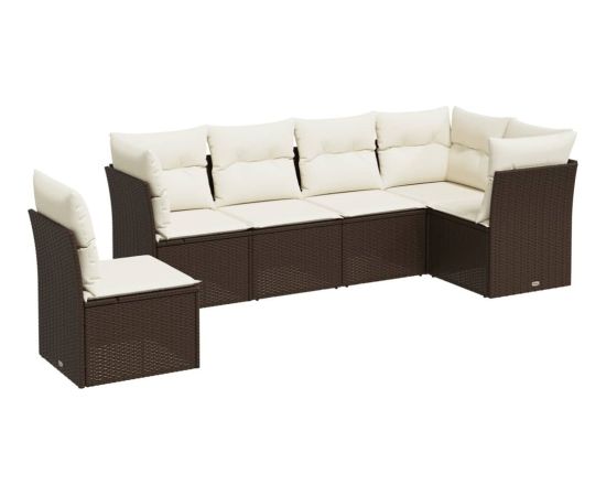 vidaXL 7-cz. zestaw wypoczynkowy do ogrodu, z poduszkami, brązowy Dārza mēbeļu komplekti