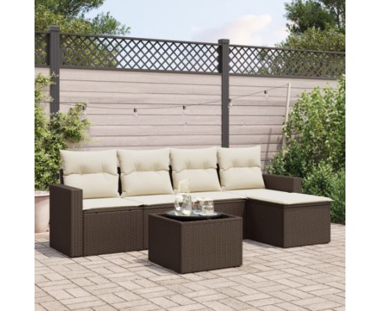 vidaXL 6-cz. zestaw wypoczynkowy do ogrodu, z poduszkami, brązowy Dārza mēbeļu komplekti