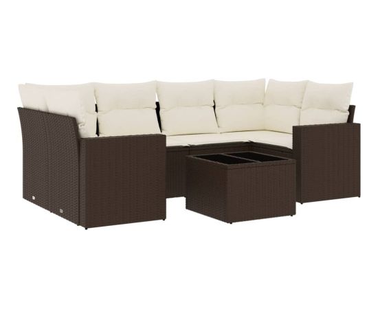 vidaXL 7-cz. zestaw wypoczynkowy do ogrodu, z poduszkami, brązowy Dārza mēbeļu komplekti