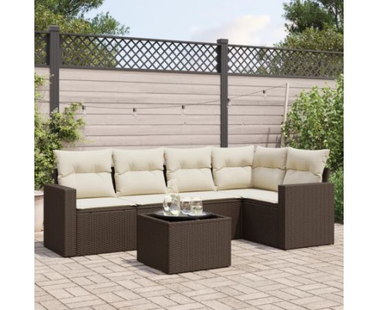 vidaXL 6-cz. zestaw wypoczynkowy do ogrodu, z poduszkami, brązowy Dārza mēbeļu komplekti