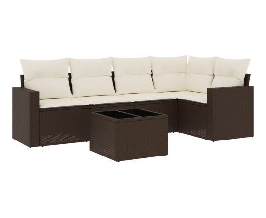 vidaXL 6-cz. zestaw wypoczynkowy do ogrodu, z poduszkami, brązowy Dārza mēbeļu komplekti