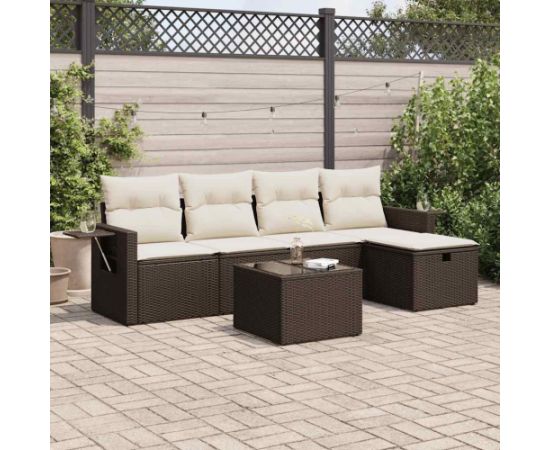 vidaXL 6-cz. zestaw wypoczynkowy do ogrodu, z poduszkami, brązowy Dārza mēbeļu komplekti